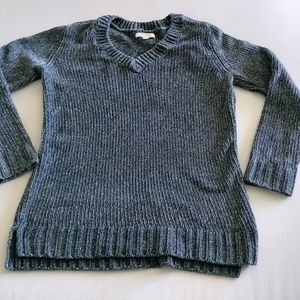 Orvis Womens Chenille Sweater Blue Pullover V Neck Long Sleeve Soft  Size Small